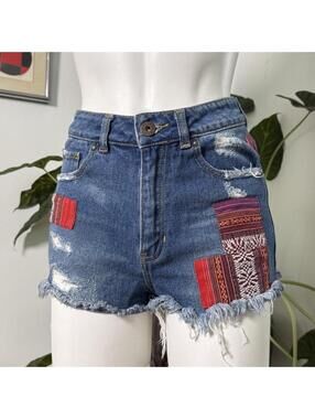Bullhead Patchwork Denim Shorts